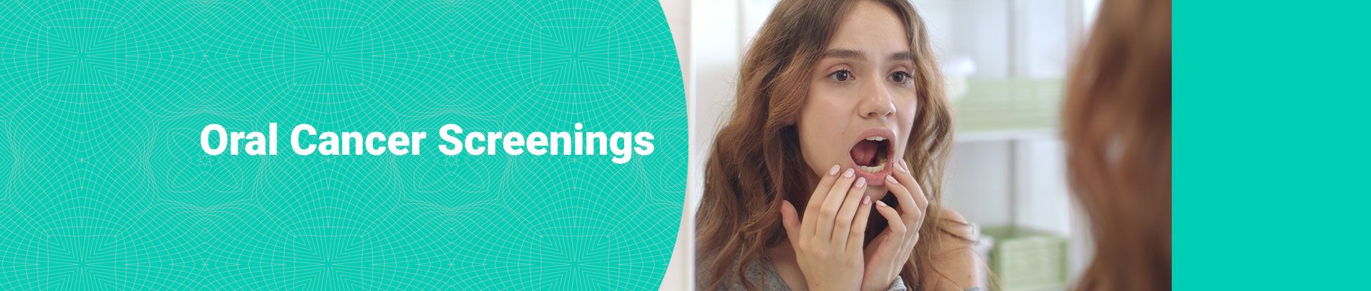 Woman opening her mouth for an oral exam