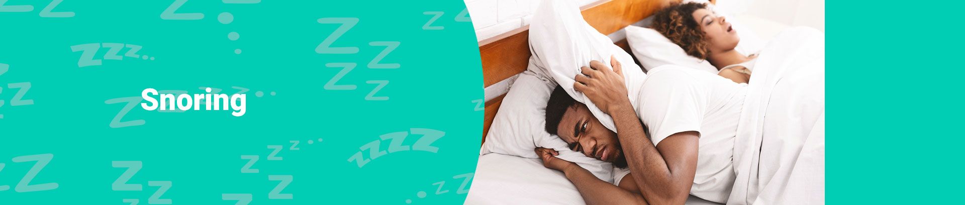Woman covering her ears beside a snoring partner